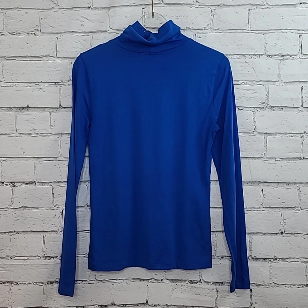 J Crew Long Sleeve Ultra Thin Relaxed Straight Tissue Turtleneck Top Royal Blue